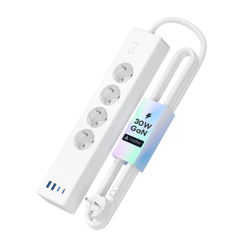 Steckdosenleiste Meross MSP844 — 4 AC-Steckdosen, 2 USB‑A, 2 USB‑C