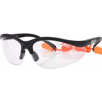 Sicherheitsbrille ks tools 310.0176 transparent mit integrierten Ohrstöpseln - Schutzbrille mit Gehörschutz