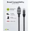 Ethernet-Kabel USB-C 3.2 Gen2 Stecker > RJ-45 Stecker (schwarz/Silber, 5 Meter, geflochtenes Textilmantel)