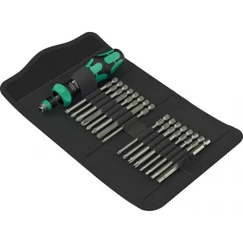 Wera Handwerkzeugsatz Kraftform Kompakt 60 RA-R 1, 17-teiliges Schraubendreher- und Bitset, kompakter Ratschengriff