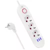 Steckdosenleiste MACLEAN MCE394W — 3 Steckdosen, 3×USB 2,1A, 110–240V AC, 2500W, 1,5 m Kabel, weiß