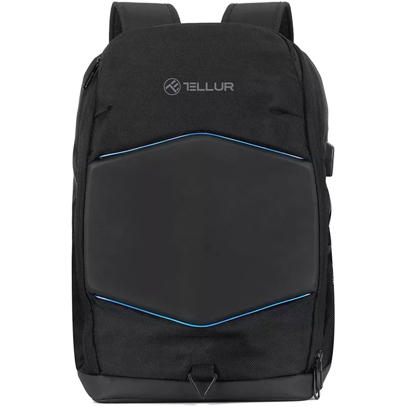 Notebook-Rucksack Tellur TLL611282 mit USB-Anschluss und beleuchtetem Streifen, schwarz
