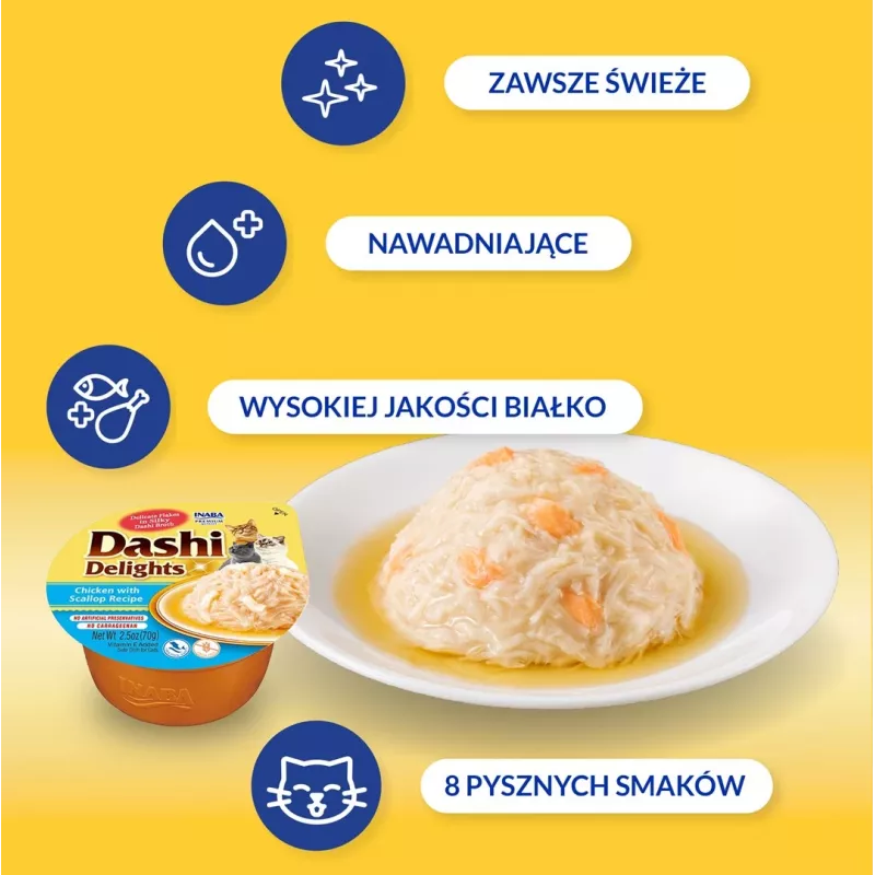INABA Dashi Delights Huhn mit Jakobsmuschel in Brühe - Katzenleckerli - 70g