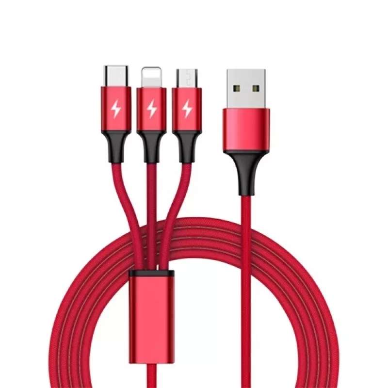 UNITEK C4049RD USB-Kabel 1,2 m USB A USB C/Micro-USB B/Lightning Rot