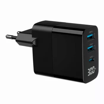 Gembird TA-UC-PDQC30LCD-BK-02 Ladegerät für Mobilgeräte Universal Schwarz AC Schnellladung Innenbereich