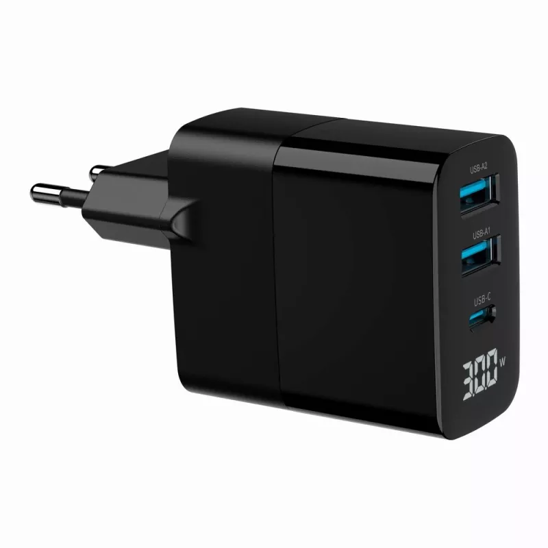 Gembird TA-UC-PDQC30LCD-BK-02 Ladegerät für Mobilgeräte Universal Schwarz AC Schnellladung Innenbereich