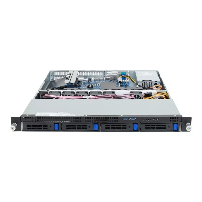 Rack-Server GIGABYTE R123-X00-AA01 1U — Single-Sockel Intel Xeon Scalable Plattform, LGA 1700, DDR5, 4 DIMM, 2,5-Zoll-Einschübe x4, 400 W Netzteil (80 PLUS Gold)