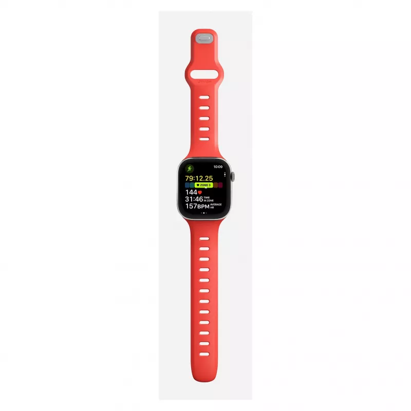 Band Nomad Tempo — Rotes Gummi, 18 mm Breite, passt an Handgelenke 135–175 mm