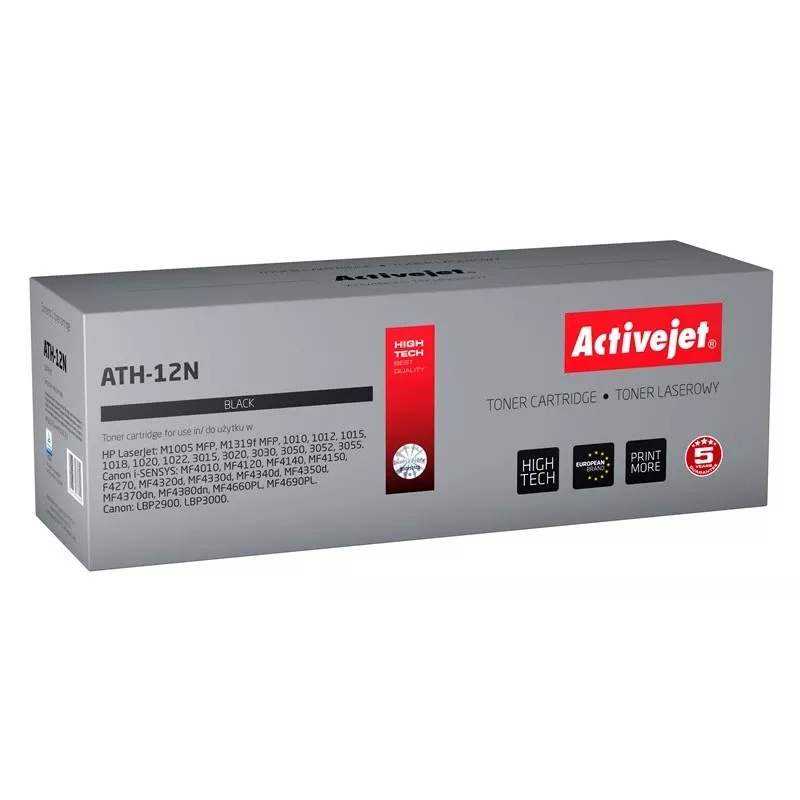 Activejet ATH-12N Toner (Ersatz für HP 12A Q2612A, Canon FX-10, Canon CRG-703; Supreme; 2300 Seiten; schwarz)