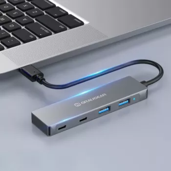 GRAUGEAR G-HUB2A2C-AC Interface Hub USB 3.2 Gen 1 (3.1 Gen 1) Type-A + Type-C 5000 Mbit/s Silber