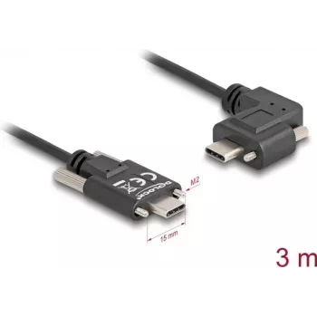 DeLOCK USB 2.0 Kabel USB Type-C Stecker auf USB Type-C Stecker abgewinkelt links/rechts PD 3.0 60W 3m