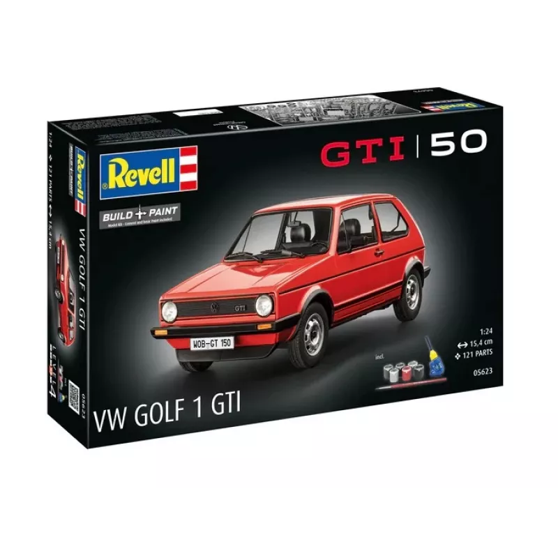 Kunststoff-Modellauto REVELL VW Golf1 GTI 50 Jahre Maßstab 1:24