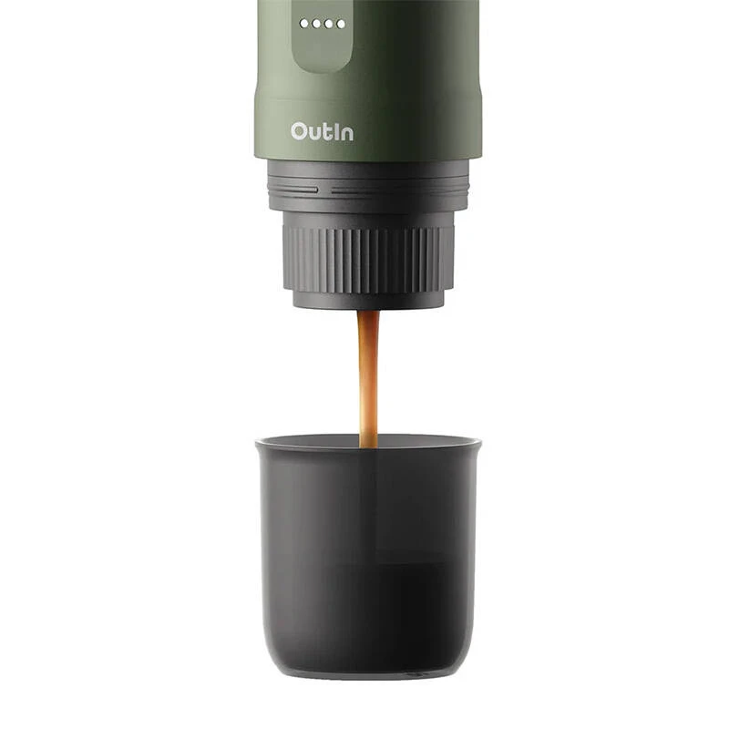 Kaffeemaschine OUTIN Outin Nano Schwarz, Grün — Kaffeepulver, 20 bar, 7500 mAh Batterie, 0,67 kg
