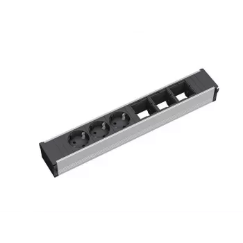 Power Extension Bachmann 912.006 3 AC Outlets Schwarz Silver