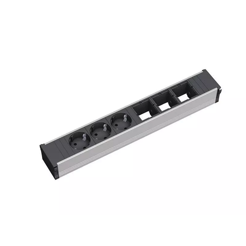 Power Extension Bachmann 912.006 3 AC Outlets Schwarz Silver