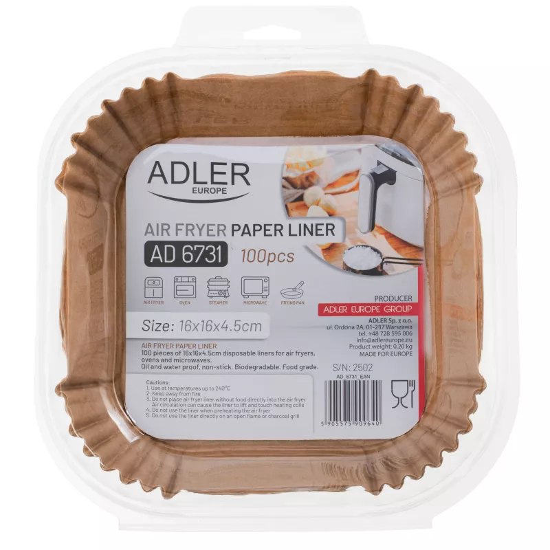 Papierförmchen Adler AD 6731 für 16-cm-Formen, 100er-Pack