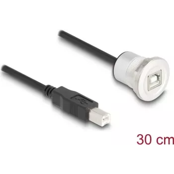 DeLOCK 88182 USB-Kabel USB 2.0 0,3 m USB B Schwarz Silber