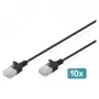 Patchkabel DIGITUS CAT 6 U-UTP schlank, 3 m, schwarz – 10er-Pack