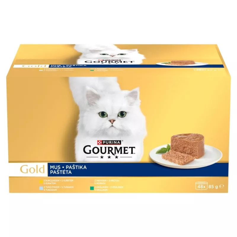 Nassfutter für Katzen Multipack Purina Nestlé Gourmet Gold Mus Mix 48×85 g Dosen Sorten-Mix