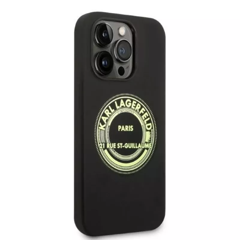 Karl Lagerfeld Soft Cover Silicone RSG Black für Apple iPhone 14 Pro KLHCP14LSRSGRCK