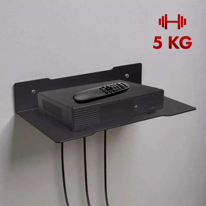 Wandregal für Decoder MACLEAN MC-122, Stahl, schwarz, max. Belastung 5 kg, Lochabstand 219 mm