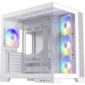PC-Gehäuse Silentware View A-RGB White VIEWWHITE — Mid-Tower mit A-RGB-Beleuchtung, weiße Ausführung