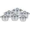 Kochtopfset Maestro MR-2120-12 — 12-teilige Edelstahl-Kollektion mit Antihaftbeschichtung, induktionsgeeignet, enthält 6 Kochtöpfe (16–24 cm) und Glasdeckel