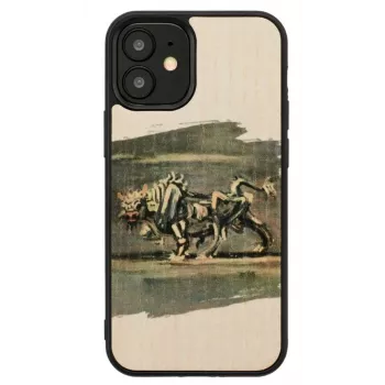 Handyhülle Man and Wood für iPhone 12 mini — weißes Stier-Design