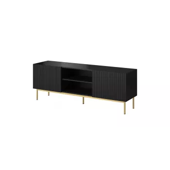 TV-Schrank Cama PAFOS auf goldenem Stahlrahmen 150x40x60 cm mattschwarz, Spanplattenplatte