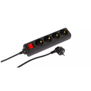 Microconnect MC-GRU00415BS Verlängerungskabel 1,5 m 4 Steckdosen Innen Schwarz
