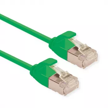ROLINE DataCenter - Patchkabel - RJ-45 (M) auf RJ-45 (M) - 3 m - U/FTP - CAT 6a - halogenfrei, vergossen, rasthebelschutz, Litzenleiter, 10 Gigabit Ethernet - Grün, pantone 3278C (21.15.3336)