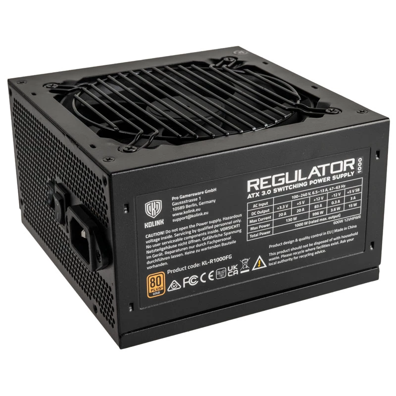 Kolink Regulator 80 PLUS Gold PSU, ATX 3.0, PCIe 5.0, modular - 1000 Watt