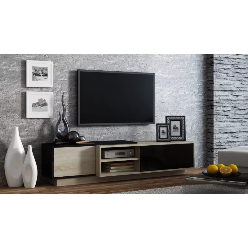 Cama TV-Schrank SIGMA1 180 Sonoma-Eiche/schwarz glänzend