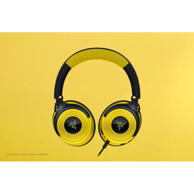 Headset Razer Kraken V4 X Pokemon — Kabelgebunden USB-C/USB-A, Supraaural, 20–20000 Hz, 1,8 m Kabel, 310 g, Schwarz/Gelb