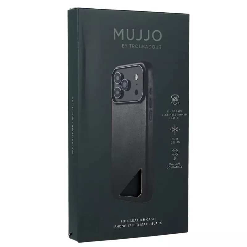 Mujjo Full Leather Case Hülle für iPhone 17 Pro Max schwarz