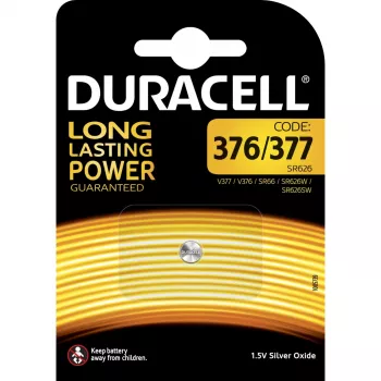 Duracell D377 Einweg-Silberoxid-Knopfzelle 1,5 V, 3 mm Höhe, Ø 18 mm