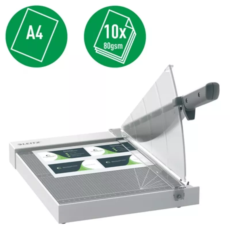 Leitz Precision Home Office Papierschneider A4, 10 Blatt, manuelle Klemmung, Edelstahl, A4, 80 g/m², Anthrazit