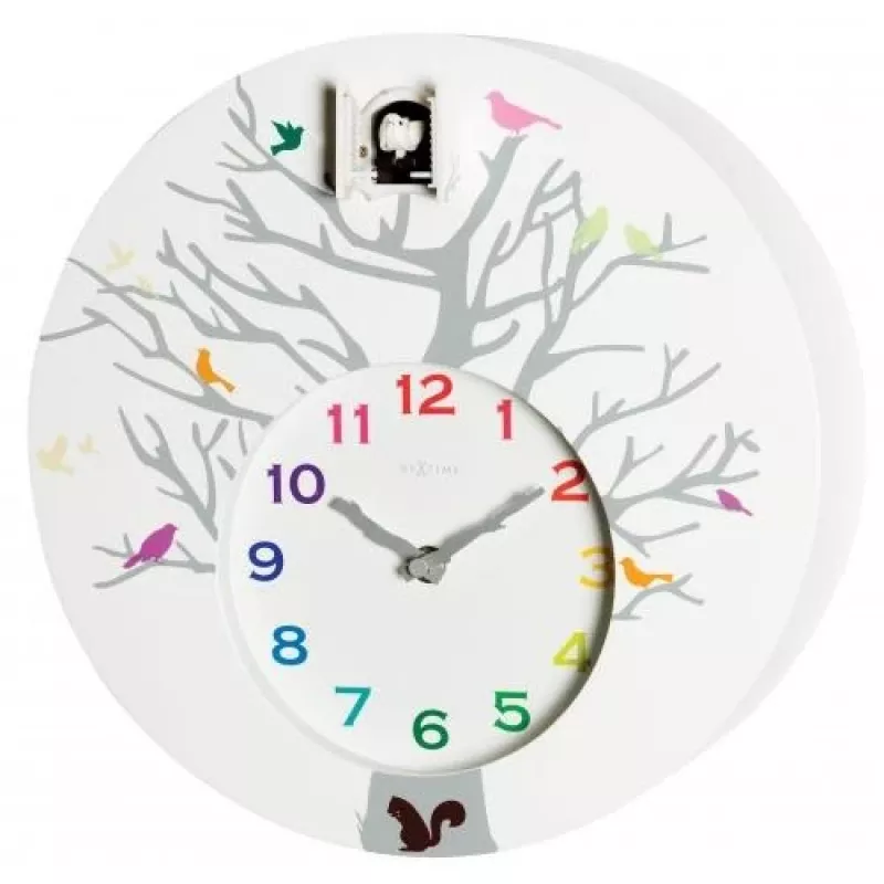 NeXtime Kuckucksuhr 2998wi Cuckoo Round, 30x10 cm, Wand, Weiß