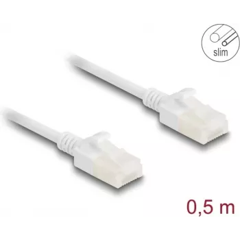 Netzwerkkabel DeLOCK RJ45 Cat.6A Stecker zu Stecker U/UTP 0,5 m weiß