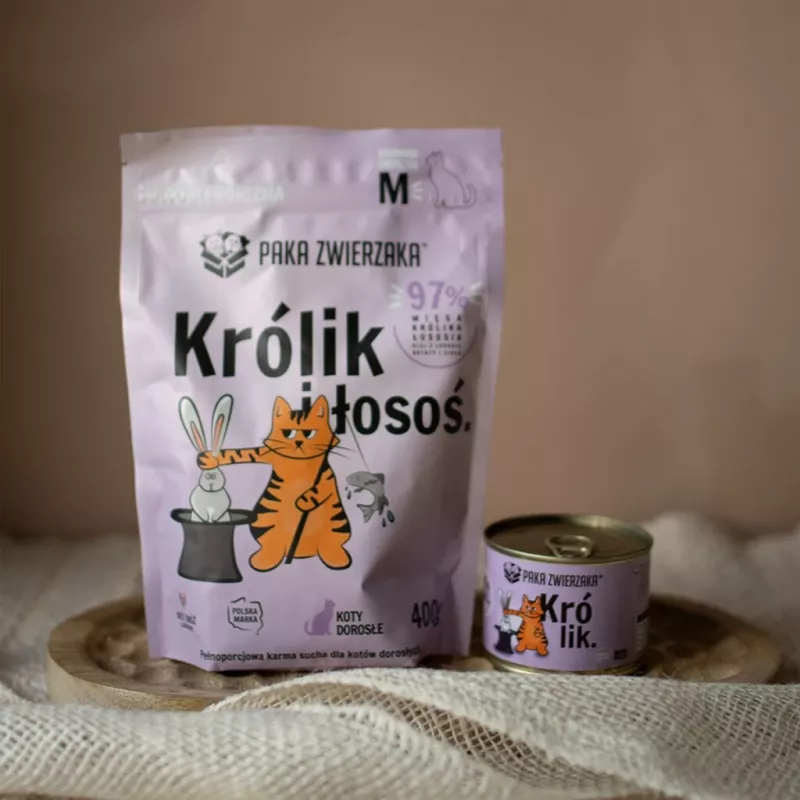 PAKA ZWIERZAKA Rabbit and salmon - Trockenfutter für Katzen - 400g