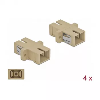 LWL-Steckverbinder SC Buchse–Buchse DELOCK 85993, beige, 4er-Pack