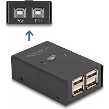 DELOCK USB 2.0 Switch 2 PCs auf 4 Geräte Schwarz 0,48 Gbit/s