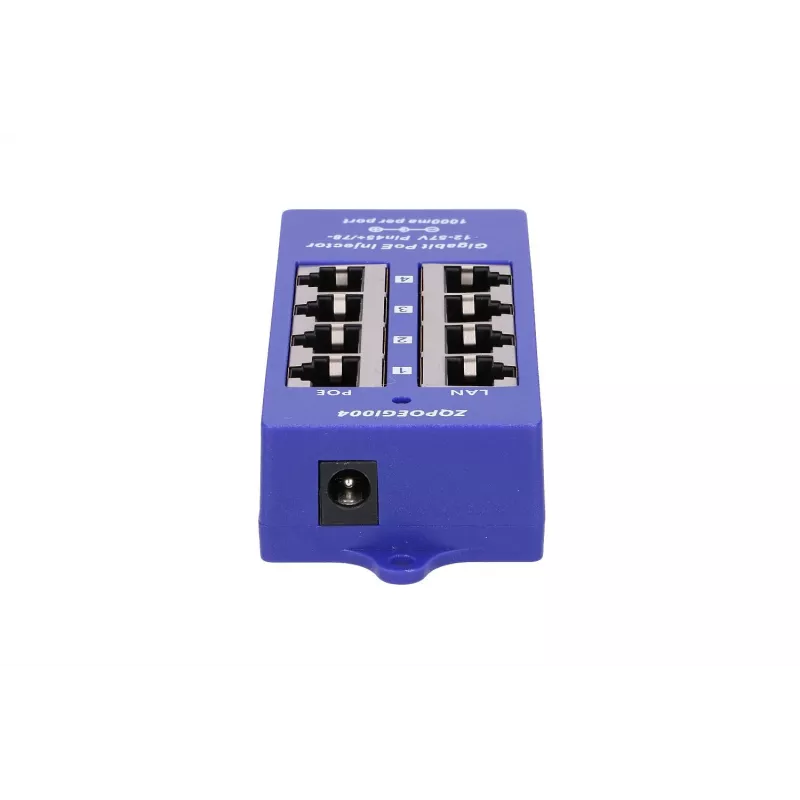 PoE Injector Extralink Gigabit 4-Port, 4x 1000Mb/s RJ45, 48V, Blau/Schwarz