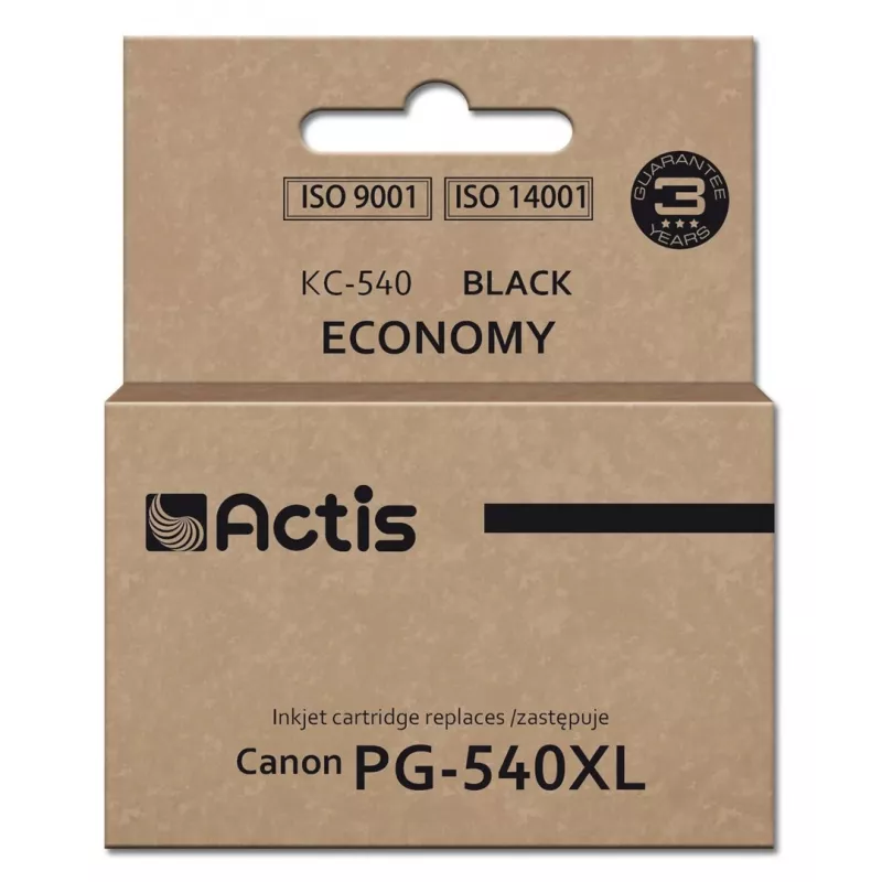Tintenpatrone ACTIS KC-540 Schwarz — kompatible Alternative für Canon PG-540XL, farbstoffbasierte Tinte 22 ml, Einzelpackung