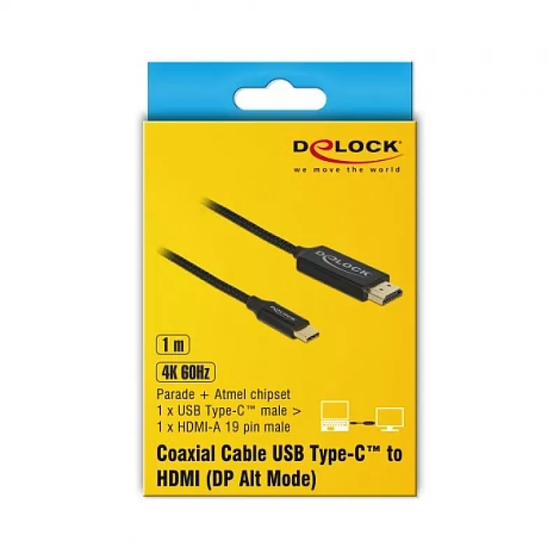 Videokabeladapter DeLOCK 84904 USB-Typ-C auf HDMI 1m Schwarz