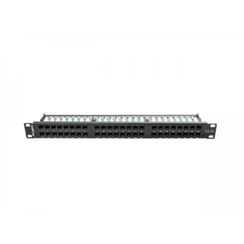 Patchpanel LANBERG PPU5-1048-B 1U, 48 Ports Cat5e, schwarz, 445×102×44,5 mm