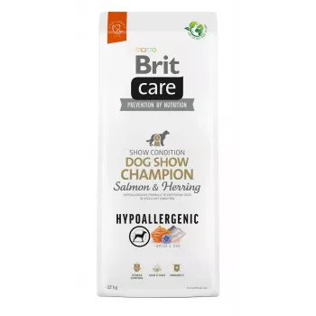 Brit Care Hypoallergenic Adult Dog Show Champion Trockenfutter für Hunde mit Lachs und Hering, 12 kg