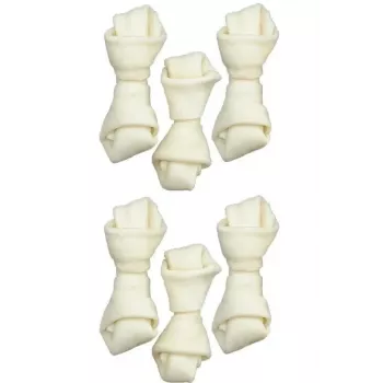 Zahnpflege-Kausnack ZOLUX geknoteter weißer Knochen 54 g – natürlicher Rindfleisch-Zahnpflegesnack für kleine ausgewachsene Hunde 60 mm, 6er-Pack