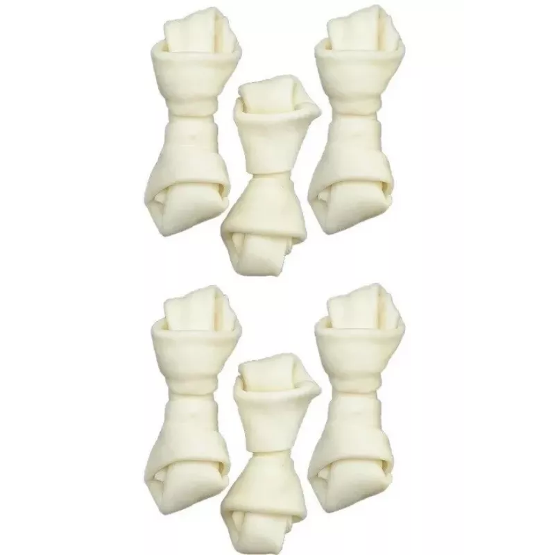 Zahnpflege-Kausnack ZOLUX geknoteter weißer Knochen 54 g – natürlicher Rindfleisch-Zahnpflegesnack für kleine ausgewachsene Hunde 60 mm, 6er-Pack