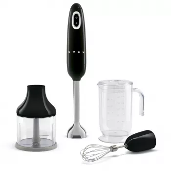 Stabmixer Smeg HBF03BLEU — 700 W Handmixer, 1,4 L Becher, Edelstahlklinge, schwarz